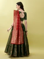 SWAMI STUDIO Women Jacquard A-line Semi Stitched Lehenga Choli ( Green ) - Image 2