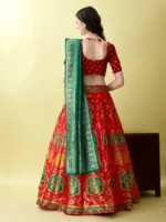 SWAMI STUDIO Women Jacquard A-line Semi Stitched Lehenga Choli ( Red ) - Image 2