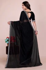 Saadhvi Lycra Embellished Saree With Unstitched Blouse Piece ( Black ) - Image 3