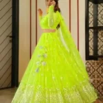 Sahaj Creation Green Net Chaniya Choli Semi Stitched Lehenga Single