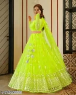 Sahaj Creation Green Net Chaniya Choli Semi Stitched Lehenga Single