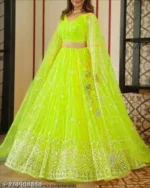 Sahaj Creation Green Net Chaniya Choli Semi Stitched Lehenga Single - Image 2