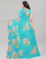 Samah Georgette Printed Saree With Unstitched Blouse Piece ( SkyBlue ) - Image 2