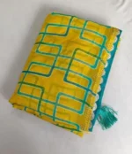 Shiv Fashion Georgette Printed Regular Saree With Unstitched Blouse Piece ( Yellow ) - Image 2