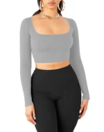 THE BLAZZE Women's Cotton Crop Top ( Grey )