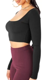 THE BLAZZE Women's Cotton Crop Top ( Black ) - Image 3