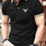 TrendsTalk Men Cotton Blend Regular Fit Solid Polo T Shirt ( Black )