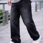 MENS BAGGY WHISKER BLACK PURE DENIM JEANS