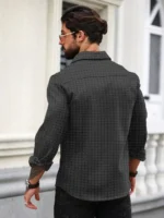 VELLOSTA Poly Cotton Regular Fit Checks Full Sleeves Men's Casual Shirt - Black ( Pack of 1 ) - Image 2