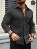 VELLOSTA Poly Cotton Regular Fit Checks Full Sleeves Men's Casual Shirt - Black ( Pack of 1 ) - Image 4