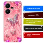VK COVERS Black Printed Back Cover Silicon Compatible For Vivo Y22 ( Pack of 1 ) - Image 2