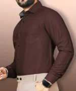VTEXX Cotton Blend Regular Fit Solids Full Sleeves Men's Casual Shirt - Brown ( Pack of 1 ) - Image 3