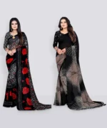 Vibhagyaa Georgette Printed Saree With Unstitched Blouse Piece ( Multicolor )