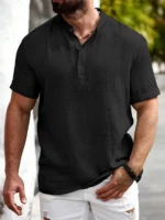 WEBRIC Black Cotton Blend Men's Shirt Style Kurta ( Pack of 1 ) - Image 4