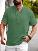 WEBRIC Light Green Cotton Blend Men's Shirt Style Kurta ( Pack of 1 )