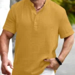 WEBRIC Mustard Cotton Blend Men's Shirt Style Kurta ( Pack of 1 )