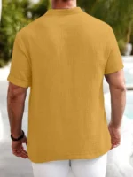 WEBRIC Mustard Cotton Blend Men's Shirt Style Kurta ( Pack of 1 ) - Image 2