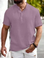 WEBRIC Pink Cotton Blend Men's Shirt Style Kurta ( Pack of 1 ) - Image 4