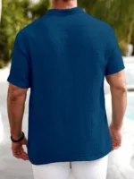 WEBRIC Teal Cotton Blend Men's Shirt Style Kurta ( Pack of 1 ) - Image 2