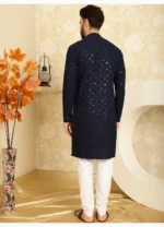 WELCOME KURTA Black Cotton Blend Regular Fit Men's Kurta Pyjama Set ( Pack of 1 ) - Image 2