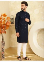 WELCOME KURTA Black Cotton Blend Regular Fit Men's Kurta Pyjama Set ( Pack of 1 ) - Image 3