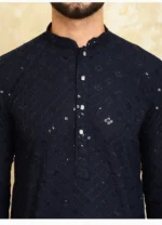 WELCOME KURTA Black Cotton Blend Regular Fit Men's Kurta Pyjama Set ( Pack of 1 ) - Image 4