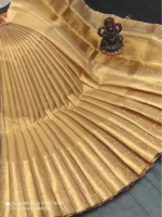 Winklecart Tissue Embellished Banarasi Saree Without Blouse Piece ( Beige ) - Image 3