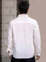 color bucket Cotton Blend Regular Fit Popcorn Textured Full Sleeves Men's Casual Shirt - White ( Pack of 1 ) - Image 2