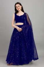 color bucket Navy Net Circular Semi Stitched Lehenga Single - Image 3