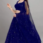 color bucket Navy Net Circular Semi Stitched Lehenga Single