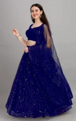 color bucket Navy Net Circular Semi Stitched Lehenga Single