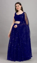 color bucket Navy Net Circular Semi Stitched Lehenga Single - Image 4