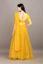 color bucket Yellow Net Circular Semi Stitched Lehenga Single - Image 2