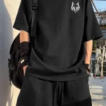 ekadravin Cotton Oversized Fit Printed Half Sleeves Men's Round T-Shirt - Black ( Pack of 1 )