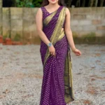 fab woven Art Silk Woven Design Banarasi saree With Unstitched Blouse Piece ( Purple )
