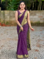 fab woven Art Silk Woven Design Banarasi saree With Unstitched Blouse Piece ( Purple )