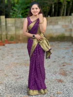 fab woven Art Silk Woven Design Banarasi saree With Unstitched Blouse Piece ( Purple ) - Image 4