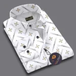 glusic trends Cotton Blend Regular Fit Printed Full Sleeves Men's Casual Shirt - White ( Pack of 1 )