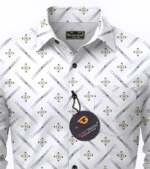 glusic trends Cotton Blend Regular Fit Printed Full Sleeves Men's Casual Shirt - White ( Pack of 1 ) - Image 2