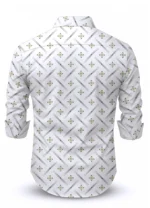 glusic trends Cotton Blend Regular Fit Printed Full Sleeves Men's Casual Shirt - White ( Pack of 1 ) - Image 4