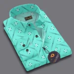 glusic trends Cotton Blend Regular Fit Printed Full Sleeves Men's Casual Shirt - Light Green ( Pack of 1 )