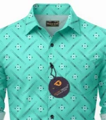 glusic trends Cotton Blend Regular Fit Printed Full Sleeves Men's Casual Shirt - Light Green ( Pack of 1 ) - Image 2