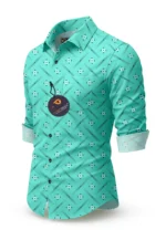 glusic trends Cotton Blend Regular Fit Printed Full Sleeves Men's Casual Shirt - Light Green ( Pack of 1 ) - Image 3
