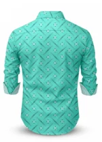 glusic trends Cotton Blend Regular Fit Printed Full Sleeves Men's Casual Shirt - Light Green ( Pack of 1 ) - Image 4