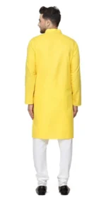 Yellow Cotton Blend Men's Regular Kurta ( Pack of 1 ) - Image 4