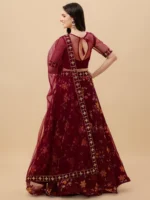 piludi Maroon Organza Unstitched Semi Stitched Lehenga Single - Image 2