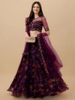 piludi Purple Organza Unstitched Semi Stitched Lehenga Single - Image 2