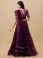 piludi Purple Organza Unstitched Semi Stitched Lehenga Single - Image 3