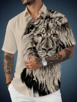 seventeenstitch Lycra Regular Fit Printed Half Sleeves Men's Casual Shirt - Grey ( Pack of 1 ) - Image 2