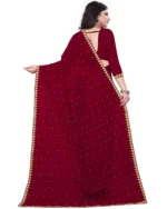 YUGAVEERAA Lycra Solid Regular Saree With Unstitched Blouse Piece ( Purple ) - Image 2